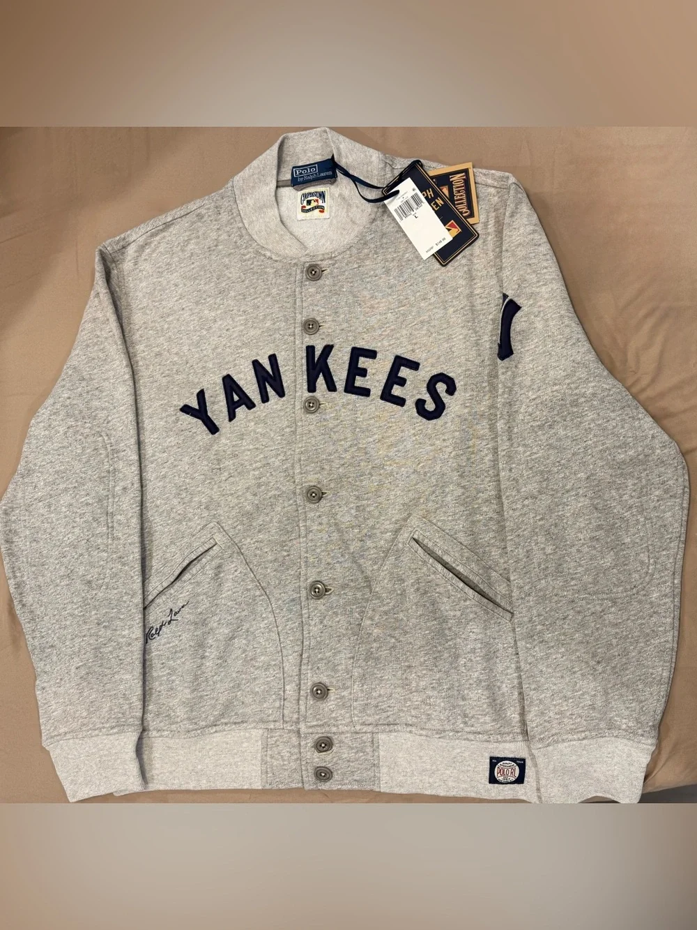 Polo Ralph Lauren Yankees vintage fleece bomber jacket size L